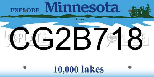 CG2B718 Minnesota License Plate