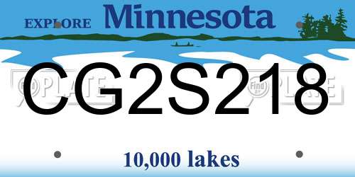 CG2S218 Minnesota License Plate