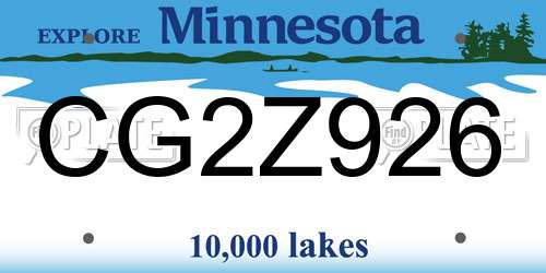 CG2Z926 Minnesota License Plate