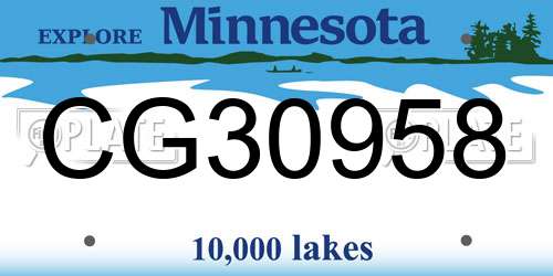 CG30958 Minnesota License Plate