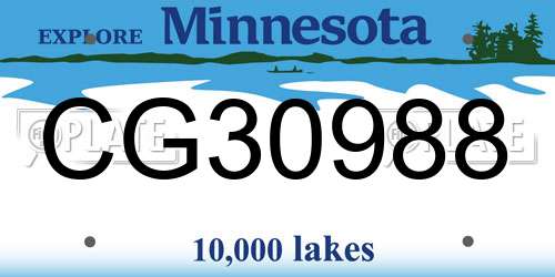 CG30988 Minnesota License Plate