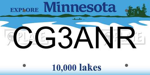 CG3ANR Minnesota License Plate