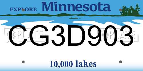 CG3D903 Minnesota License Plate
