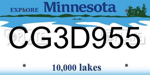 CG3D955 Minnesota License Plate