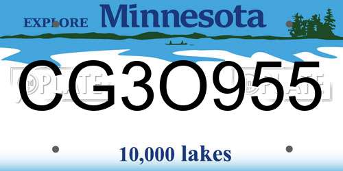 CG3O955 Minnesota License Plate