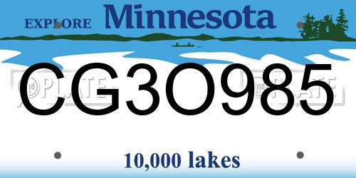 CG3O985 Minnesota License Plate