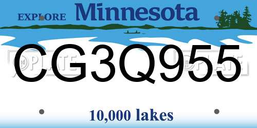 CG3Q955 Minnesota License Plate