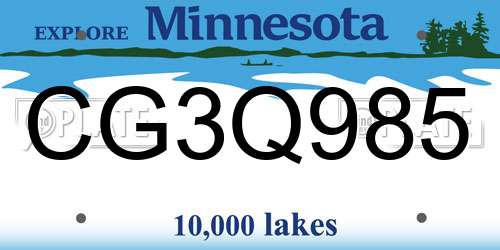 CG3Q985 Minnesota License Plate