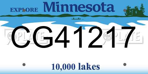 CG41217 Minnesota License Plate