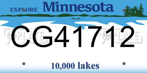 CG41712 Minnesota License Plate