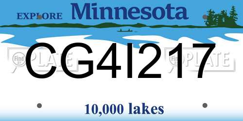 CG4I217 Minnesota License Plate