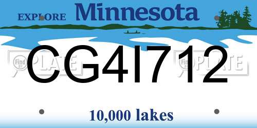 CG4I712 Minnesota License Plate