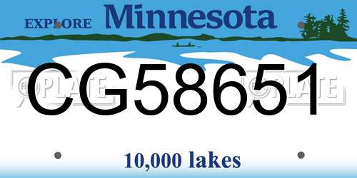CG58651 Minnesota License Plate