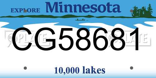 CG58681 Minnesota License Plate