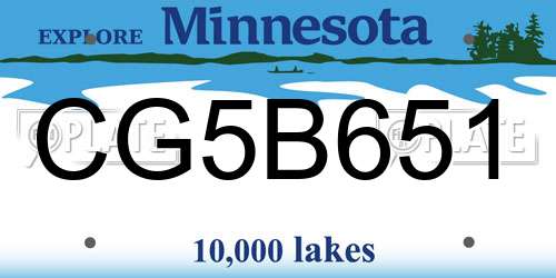CG5B651 Minnesota License Plate