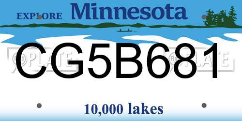 CG5B681 Minnesota License Plate