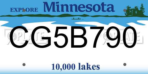 CG5B790 Minnesota License Plate