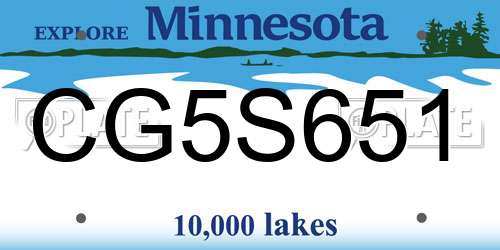 CG5S651 Minnesota License Plate