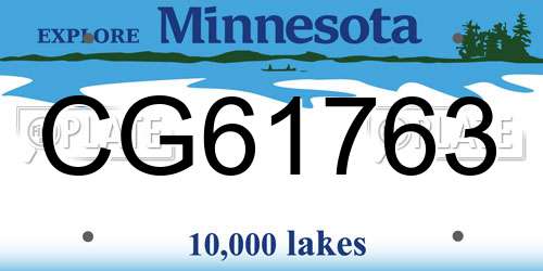 CG61763 Minnesota License Plate