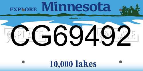 CG69492 Minnesota License Plate