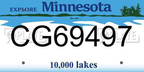 CG69497 Minnesota License Plate