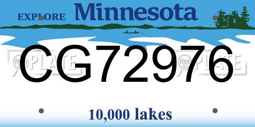 CG72976 Minnesota License Plate