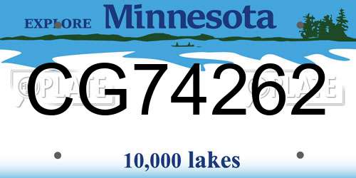 CG74262 Minnesota License Plate