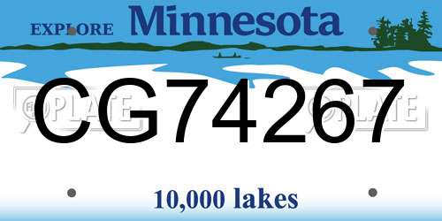 CG74267 Minnesota License Plate