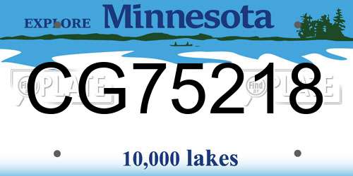 CG75218 Minnesota License Plate
