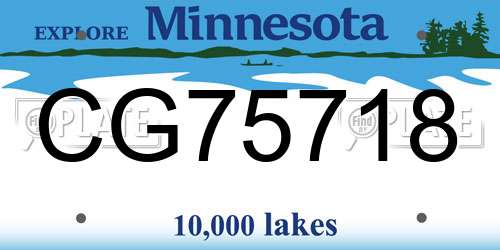 CG75718 Minnesota License Plate