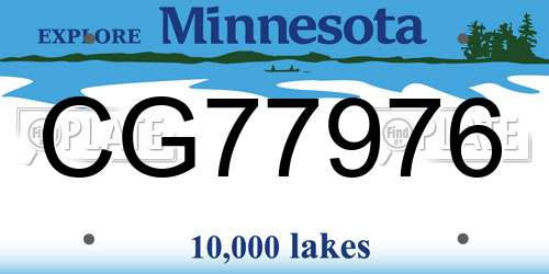 CG77976 Minnesota License Plate