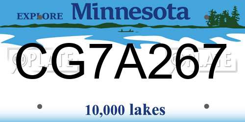 CG7A267 Minnesota License Plate
