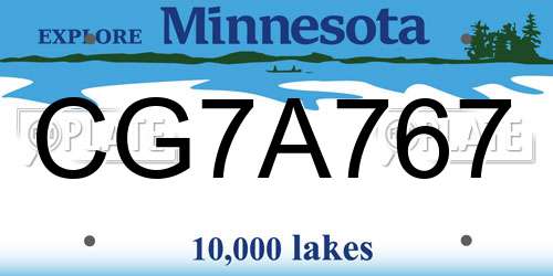 CG7A767 Minnesota License Plate