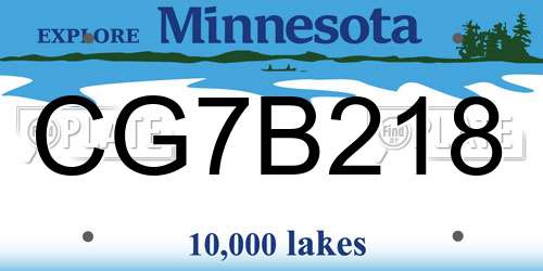 CG7B218 Minnesota License Plate