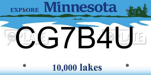 CG7B4U Minnesota License Plate