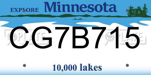 CG7B715 Minnesota License Plate