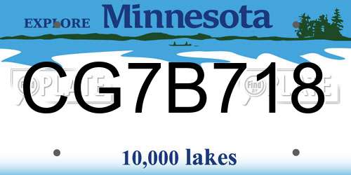 CG7B718 Minnesota License Plate