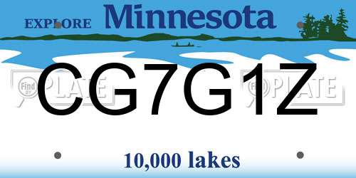 CG7G1Z Minnesota License Plate