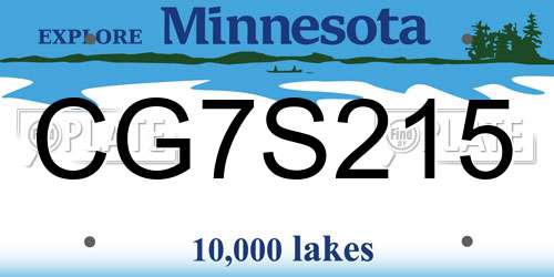 CG7S215 Minnesota License Plate