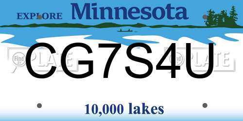 CG7S4U Minnesota License Plate