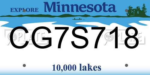 CG7S718 Minnesota License Plate