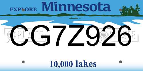 CG7Z926 Minnesota License Plate