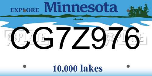 CG7Z976 Minnesota License Plate