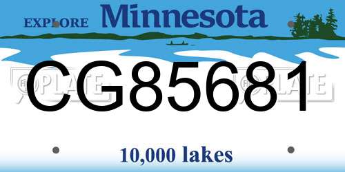 CG85681 Minnesota License Plate