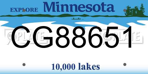 CG88651 Minnesota License Plate