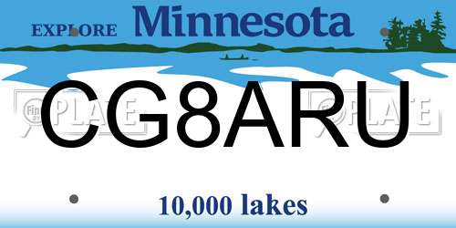 CG8ARU Minnesota License Plate