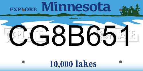 CG8B651 Minnesota License Plate