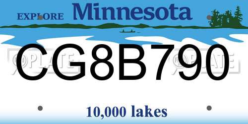 CG8B790 Minnesota License Plate