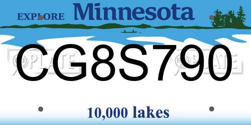 CG8S790 Minnesota License Plate