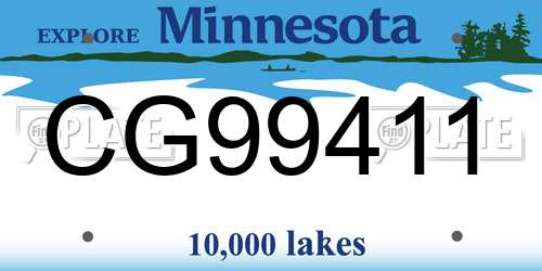 CG99411 Minnesota License Plate